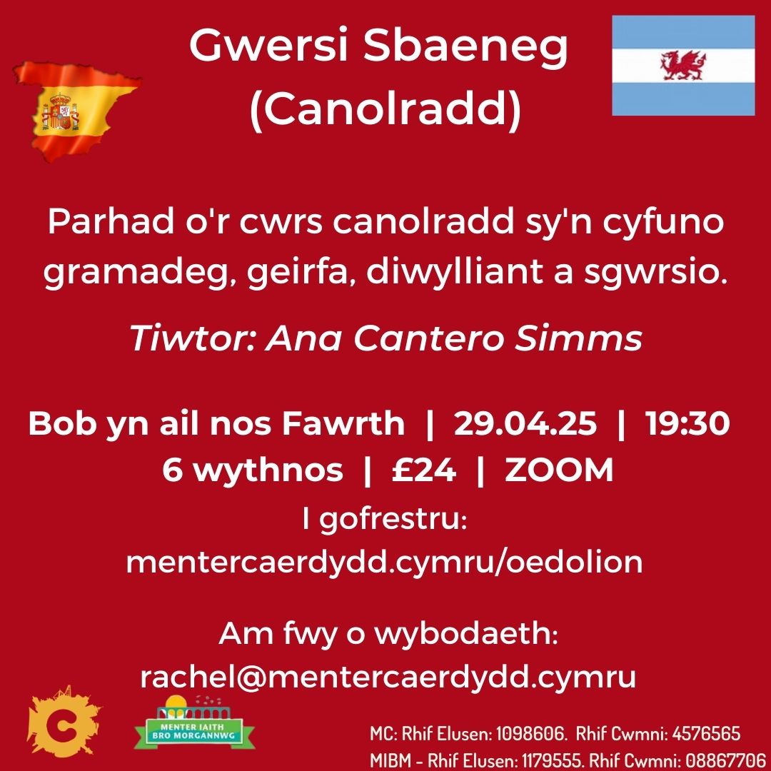 Sbaeneg (Canolradd - ZOOM)