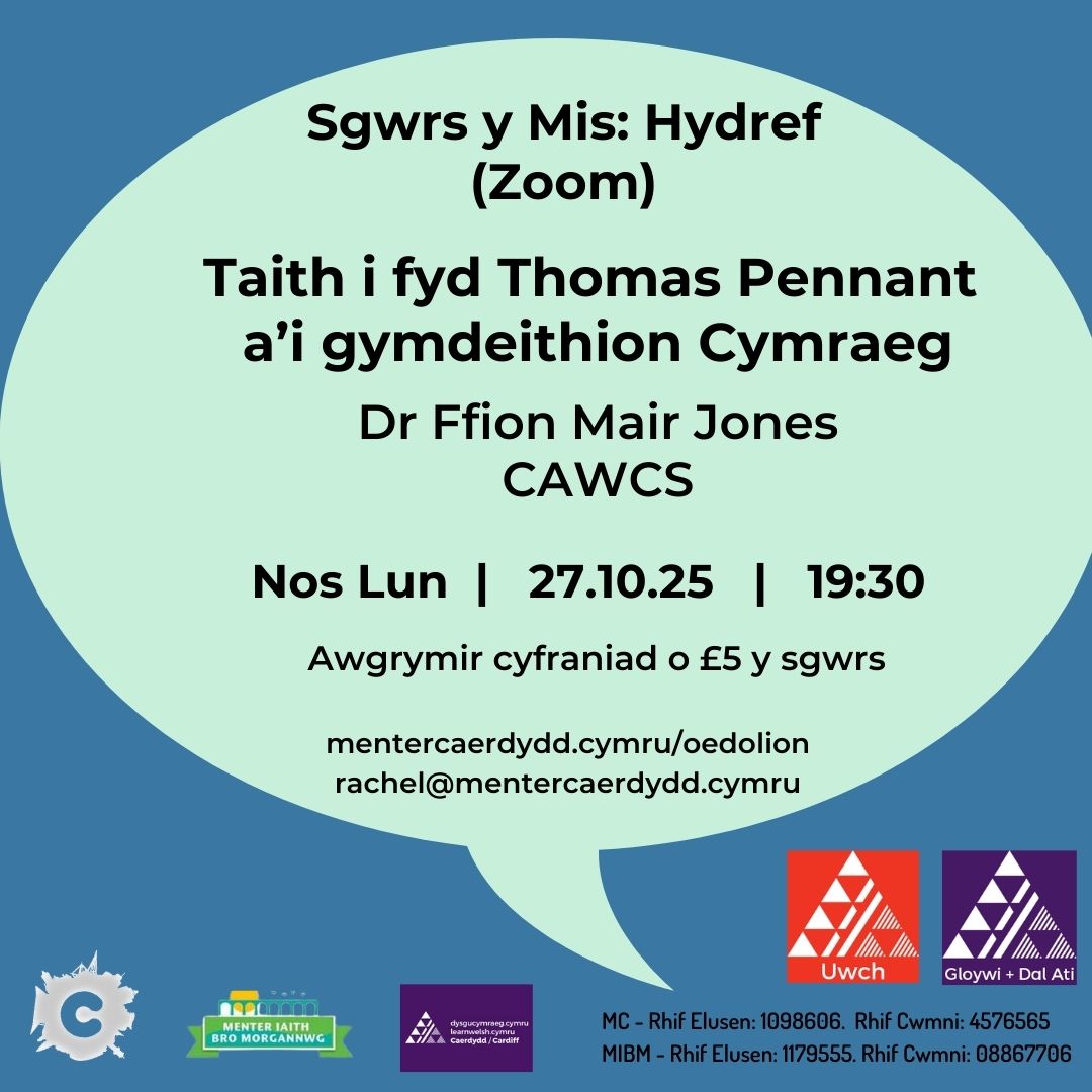 Monthly Zoom Talk in Welsh - October